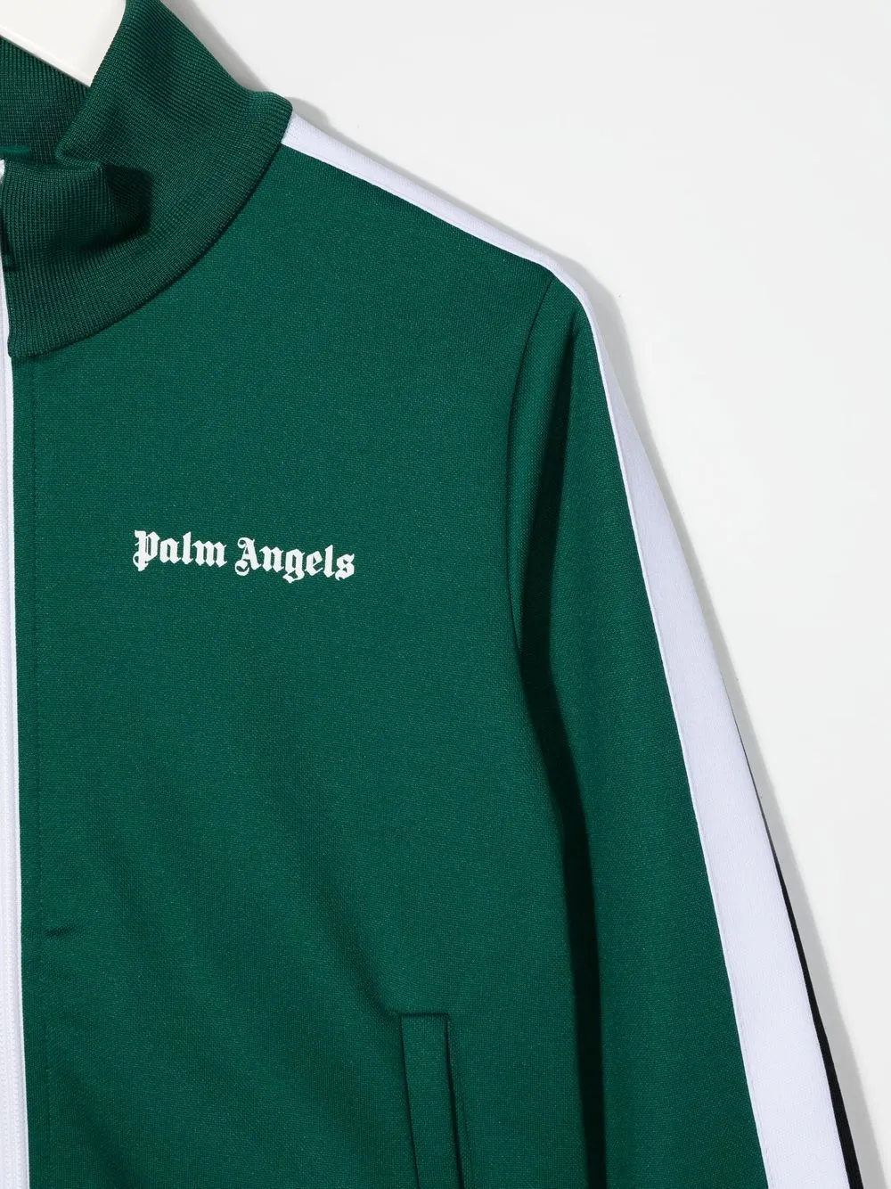 Бомбер на молнии с логотипом Palm Angels Kids, зеленый — фото 3