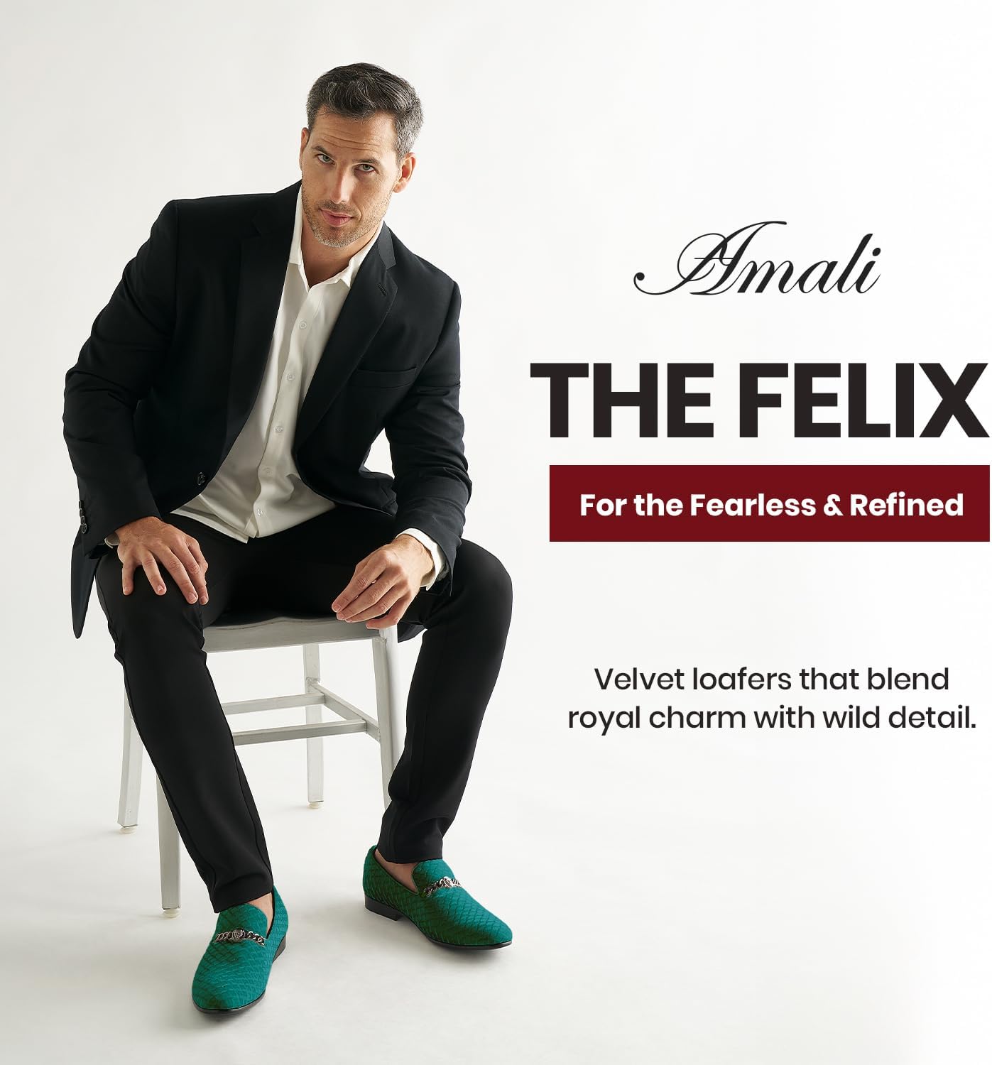 Мужские лоферы Amali Velvet Slip-On с львиным декором, тапочки для смокинга, лоферы с металлической цепочкой, Green (Felix) — фото 2
