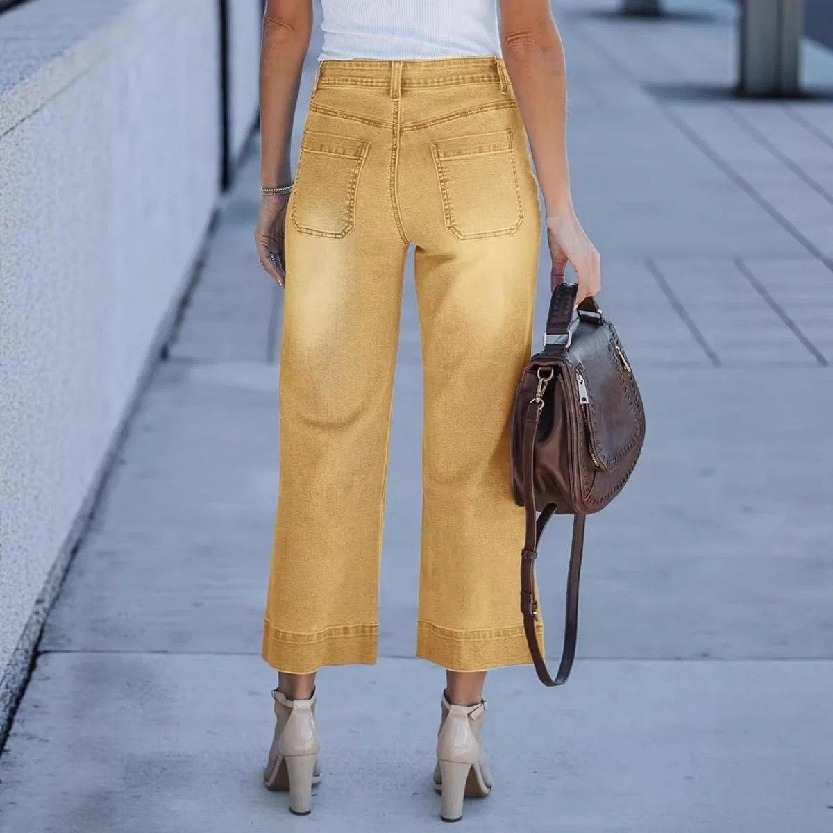 Джинсы широкие Capri Jeans, желтые — фото 4