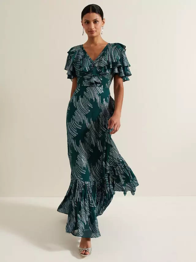 

Платье Phase Eight Marzia Metallic Maxi, цвет teal