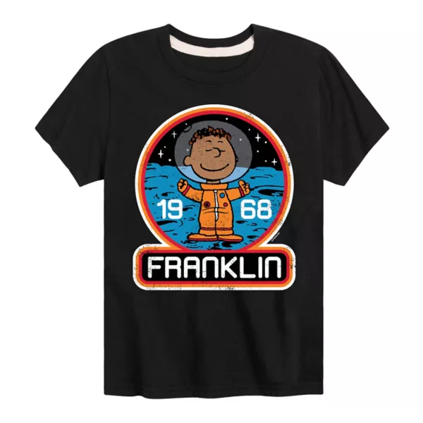 

Футболка с космическим принтом Peanuts Franklin для мальчиков 8-20 лет Licensed Character, черный