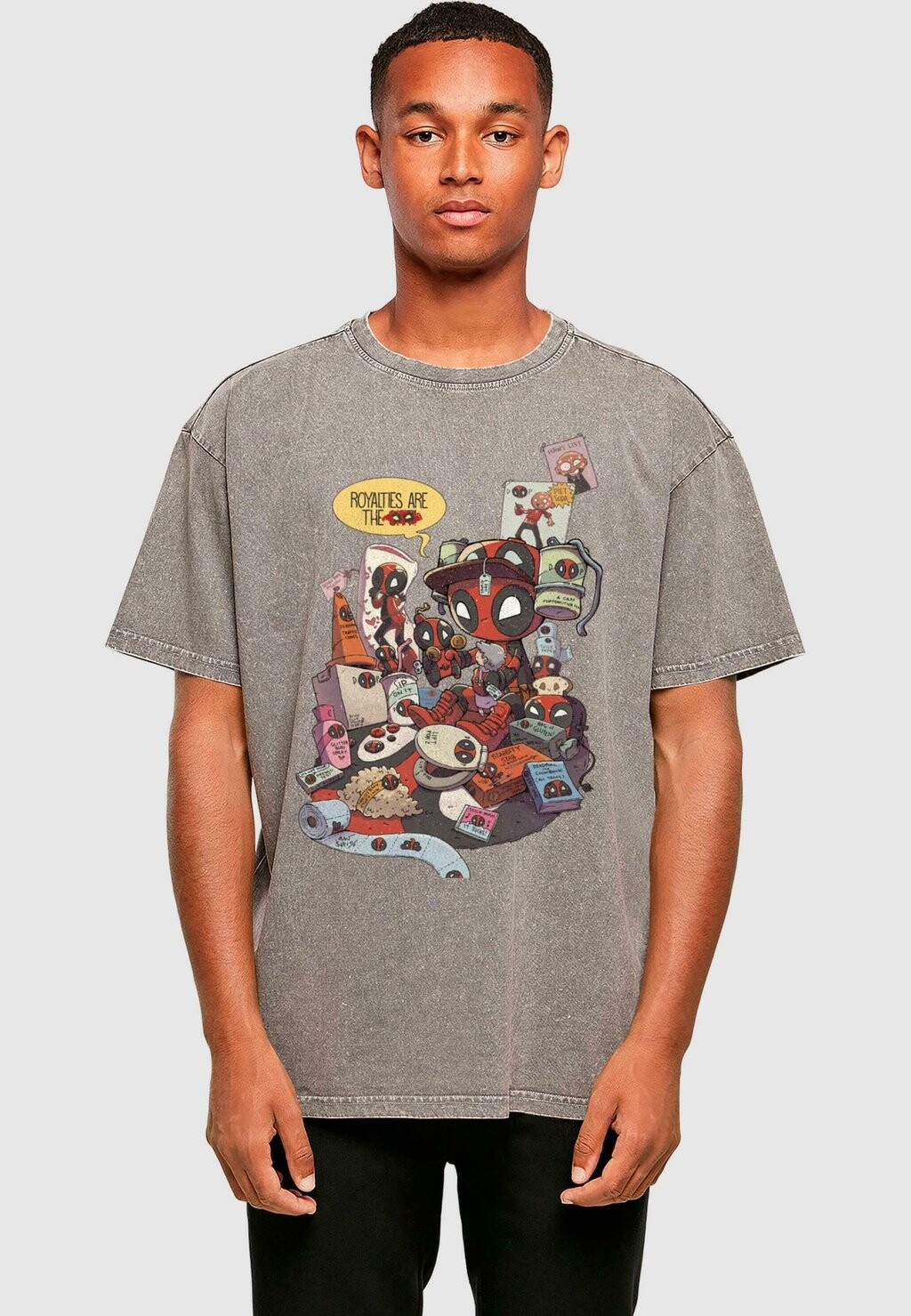 

Принт на футболке DEADPOOL, MERCHANDISE ROYALTIES ABSOLUTE CULT, темно-серый