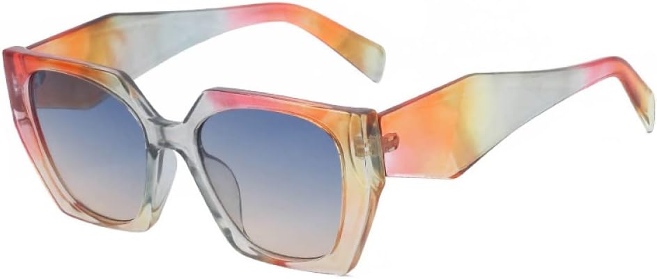 

Модные квадратные солнцезащитные очки для женщин, многоугольные солнцезащитные очки для женщин, защита от УФ-излучения UV400, ретро-очки, цветные очки для мужчин DSXLY, C7 Colorful Blue