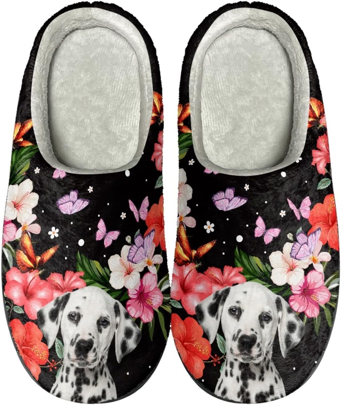 

Теплые тапочки Xoenoiee для мужчин и женщин, мягкие удобные домашние тапочки, легкие, слипоны, пушистые для спальни и дома, Dalmatian Dog Flower