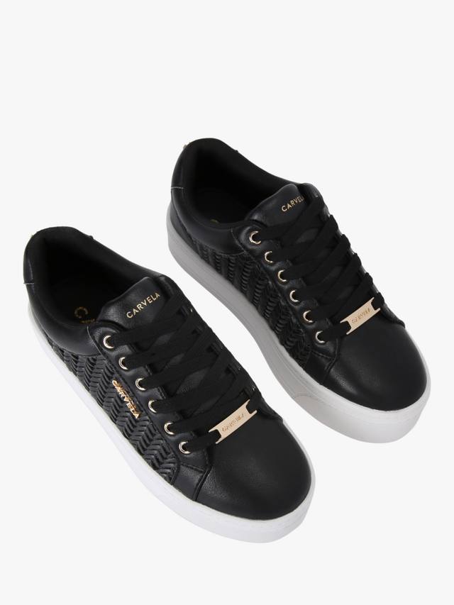 Кроссовки на шнуровке с ткаными вставками из сардинии Carvela, черный — фото 3