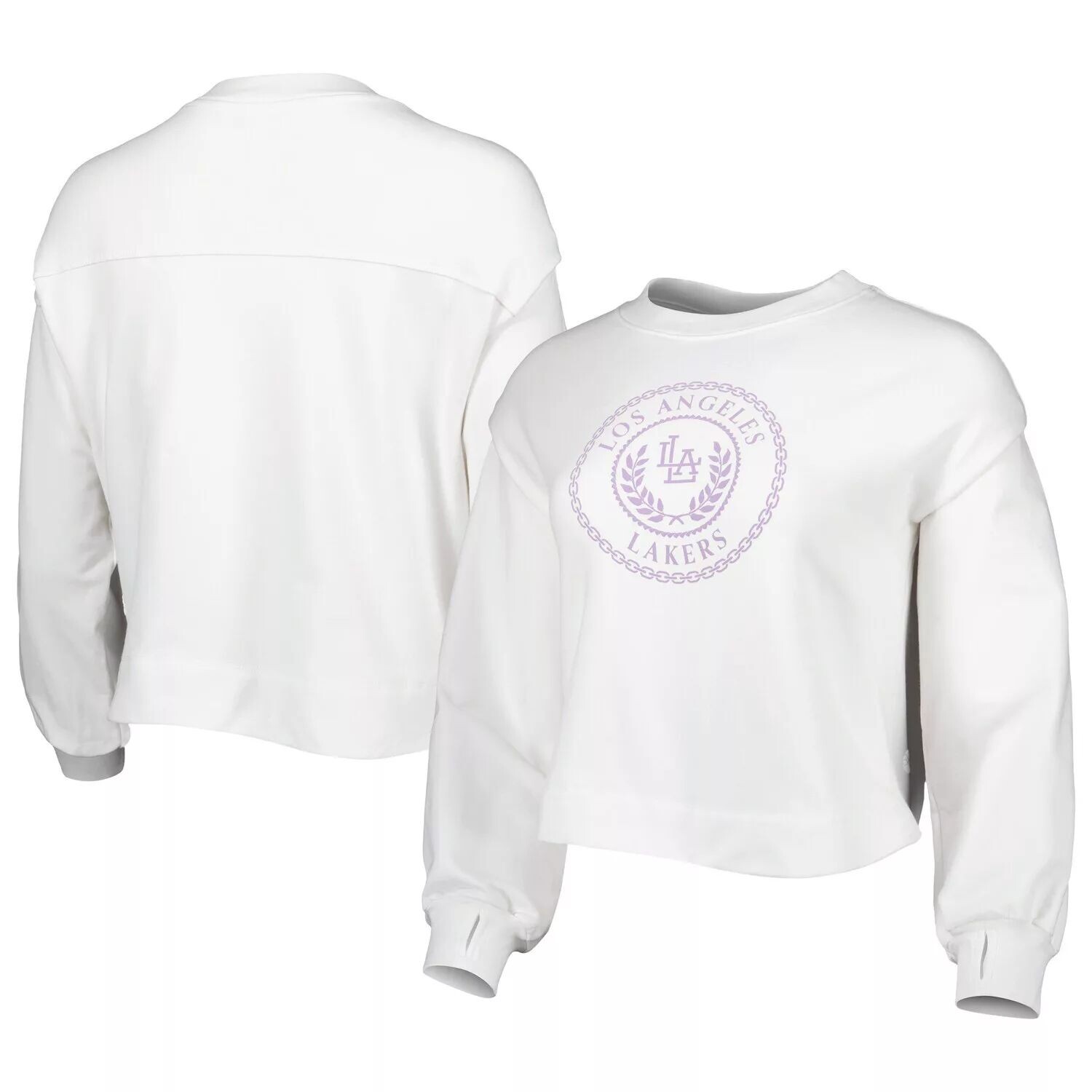 

Женский пуловер Lusso White Los Angeles Lakers Lola с мячом и цепочкой