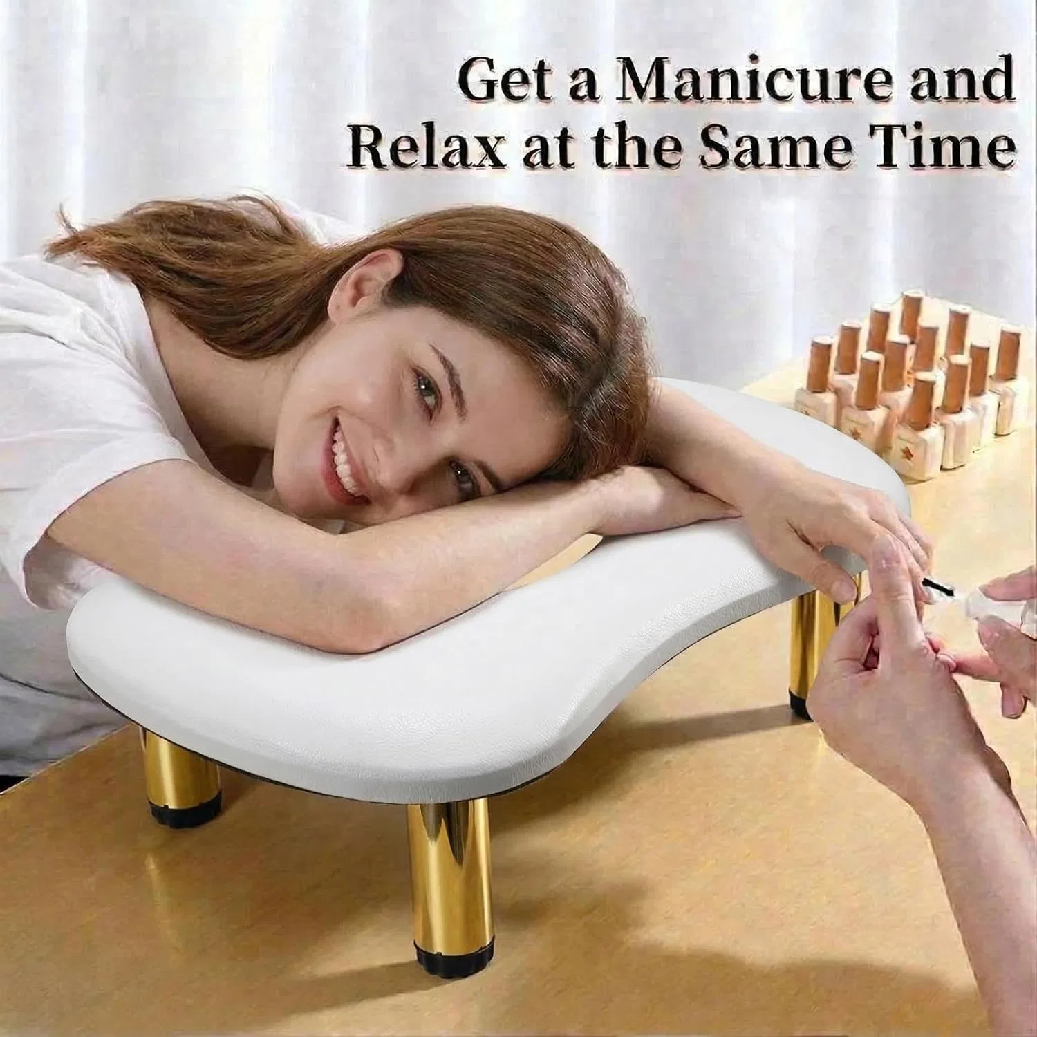 U-образная подставка для рук для маникюра с золотыми круглыми опорами ‎Cenbeii, Gold-U5 — фото 4
