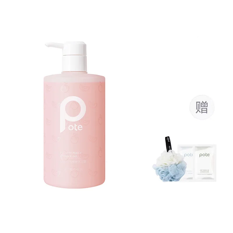 POTE Гель для душа Fresh Look Peach с ароматом персика для снятия зуда и глубокого очищения 375 мл/475 мл