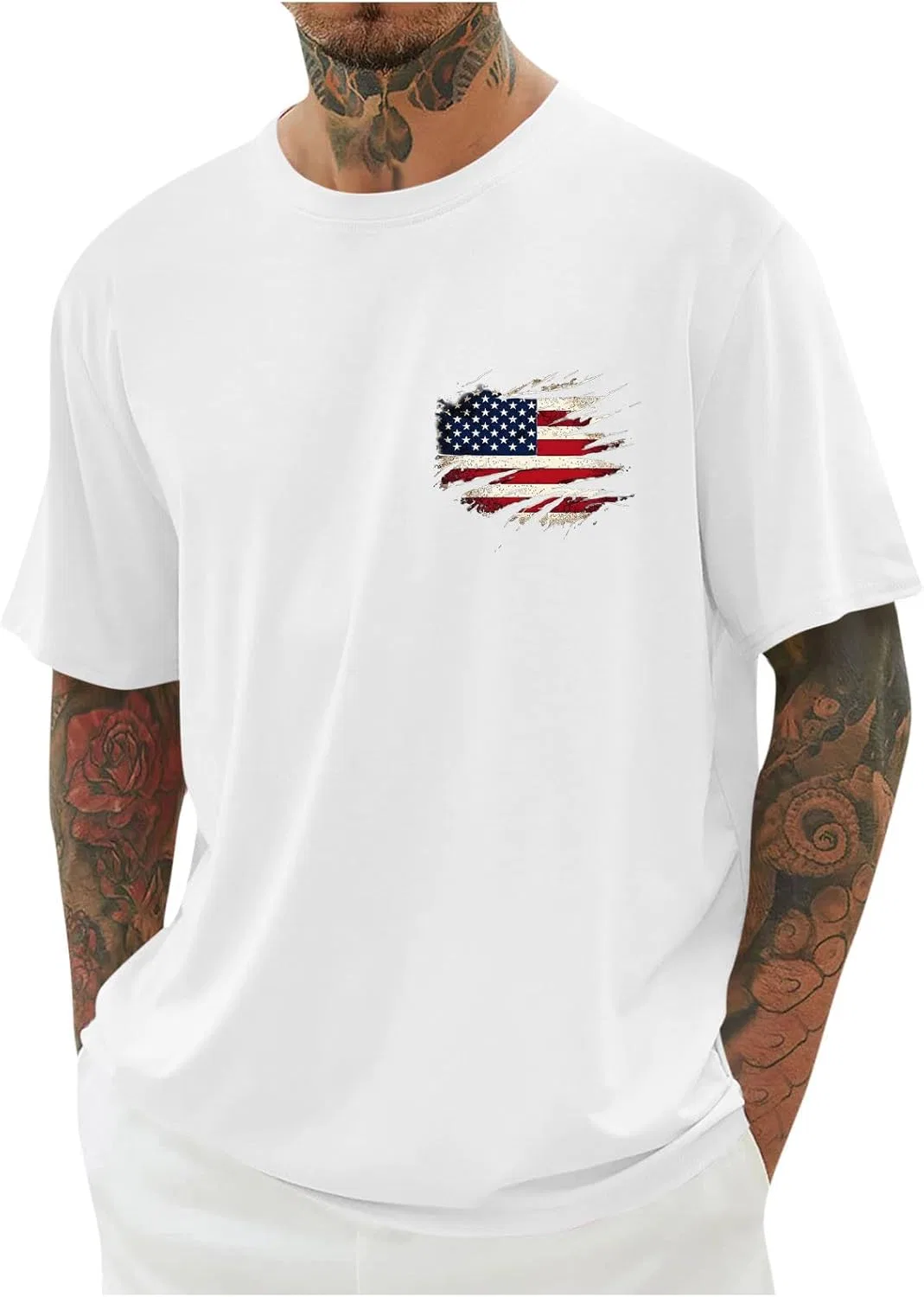 Футболка спортивная с флагом США, Generic, R-582 White