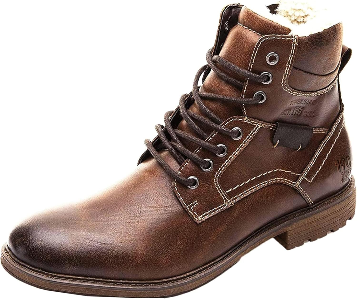 

Зимние мужские ботинки Yiozoi с утеплителем, плюшевые, для повседневной носки, с шнуровкой, боковой молнией, высокие, износостойкие, наезднические, ботинки для снега, коричневый