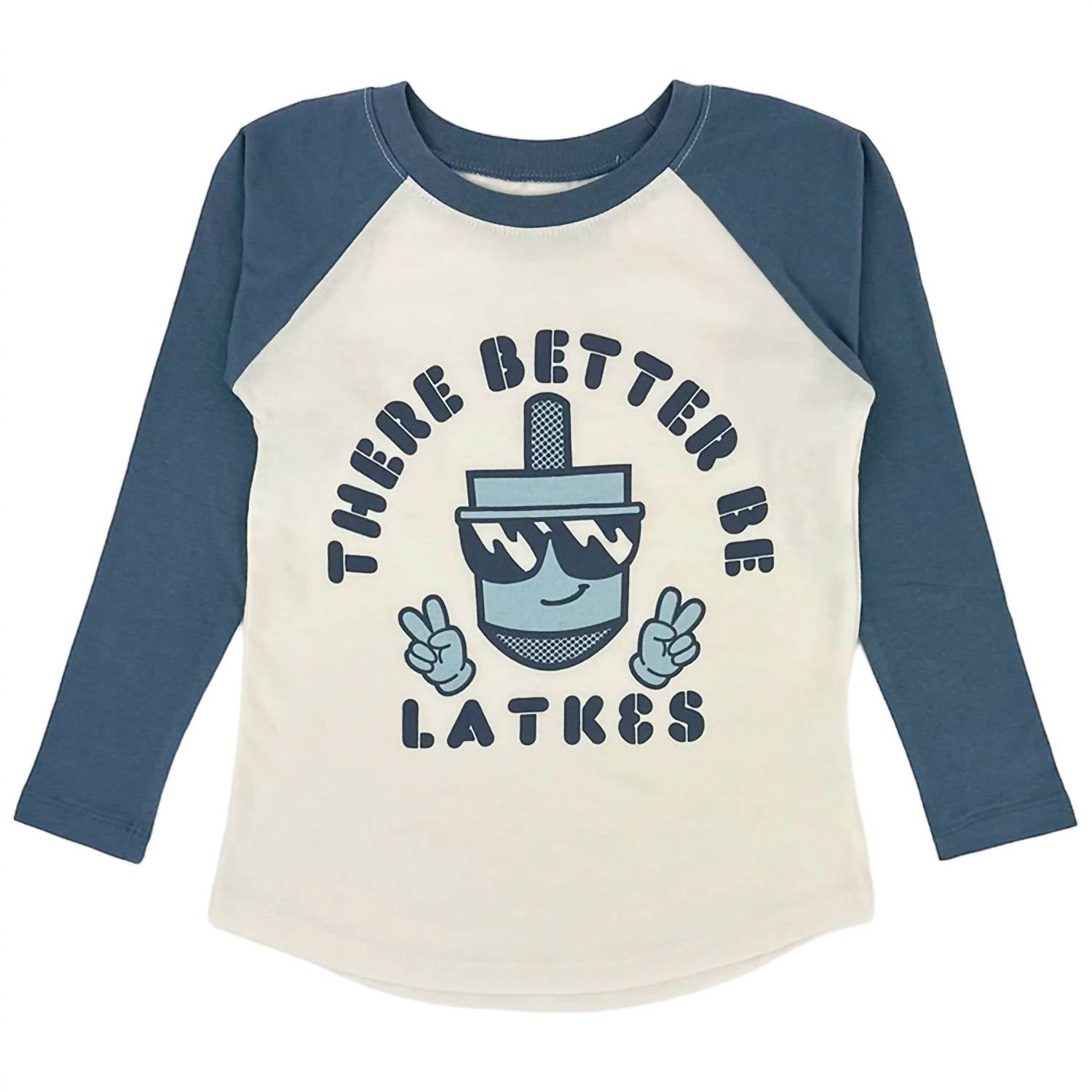 

Футболка There Better Be Latkes Baseball в белом/синем цвете TINY WHALES
