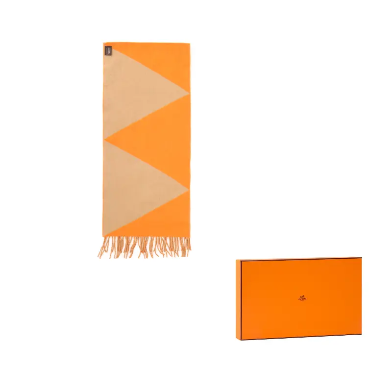 

HERMES Кашемировый вязаный шарф женский, Orange Brown