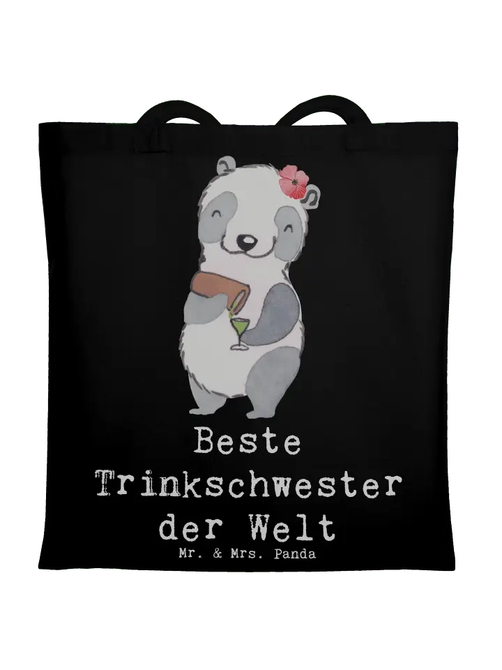 

Сумка для переноски Mr & Mrs Panda Panda Beste Trinkschwester der Welt, черный