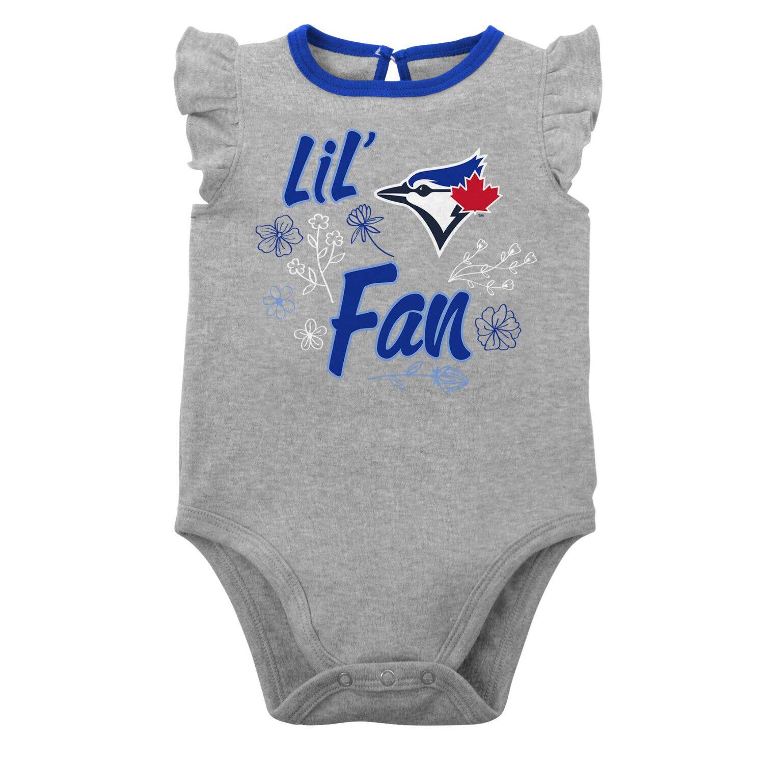 Комплект из двух боди Royal/Heather Grey Toronto Blue Jays Little Fan для новорожденных и младенцев Outerstuff — фото 4