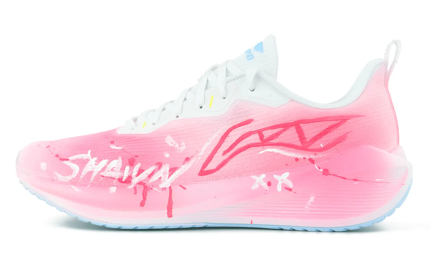 

Li Ning Wuyue амортизирующие нескользящие износостойкие низкие кроссовки для повседневных тренировок, городских поездок и бега мужские Li-Ning, розовый белый синий