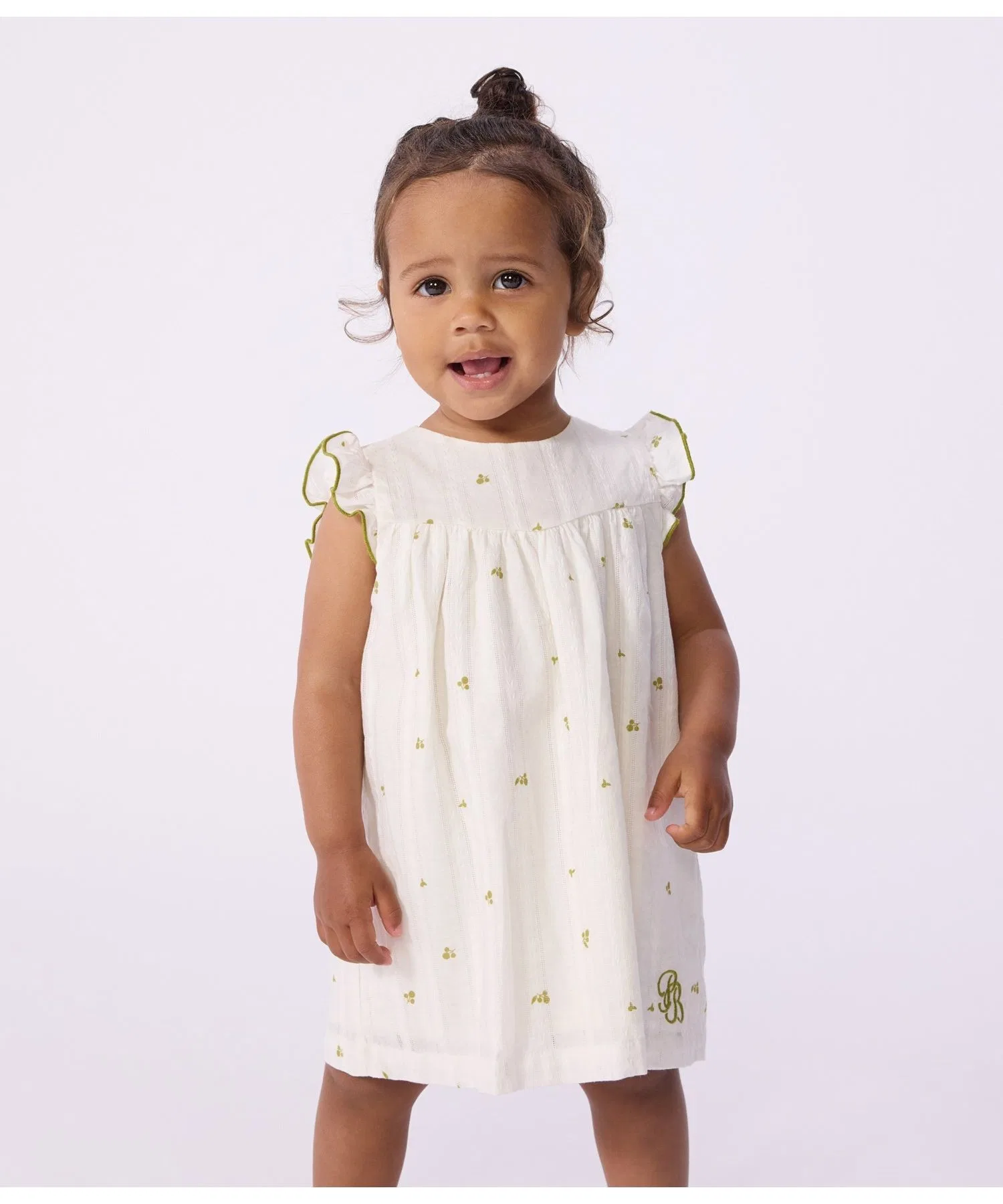 Детское платье с цветочным принтом PETIT BATEAU зелёное