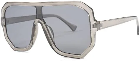 

Винтажные солнцезащитные очки большого размера в стиле 2027 для женщин, белая оправа, увеличенные солнцезащитные очки-щитки для женщин MTZJH, C5 Transparent Gray