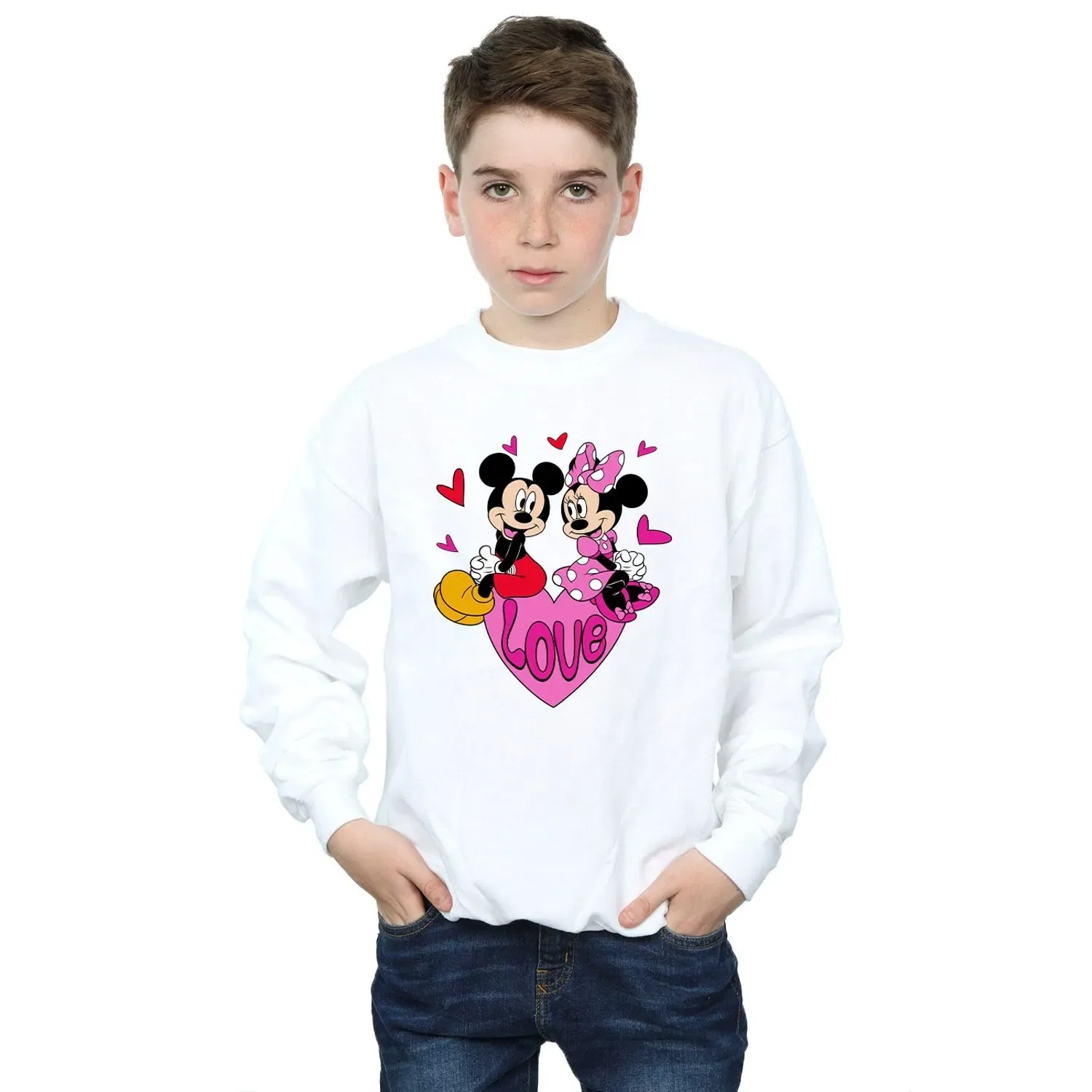 Свитшот детский с принтом Mickey Mouse & Minnie Mouse Disney, серый — фото 3