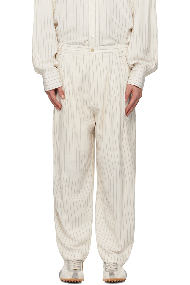 

Hed Mayner Брюки в тонкую полоску цвета слоновой кости