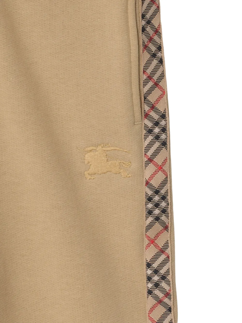 Хлопковые спортивные брюки с клетчатой отделкой BURBERRY KIDS, нейтральный — фото 3