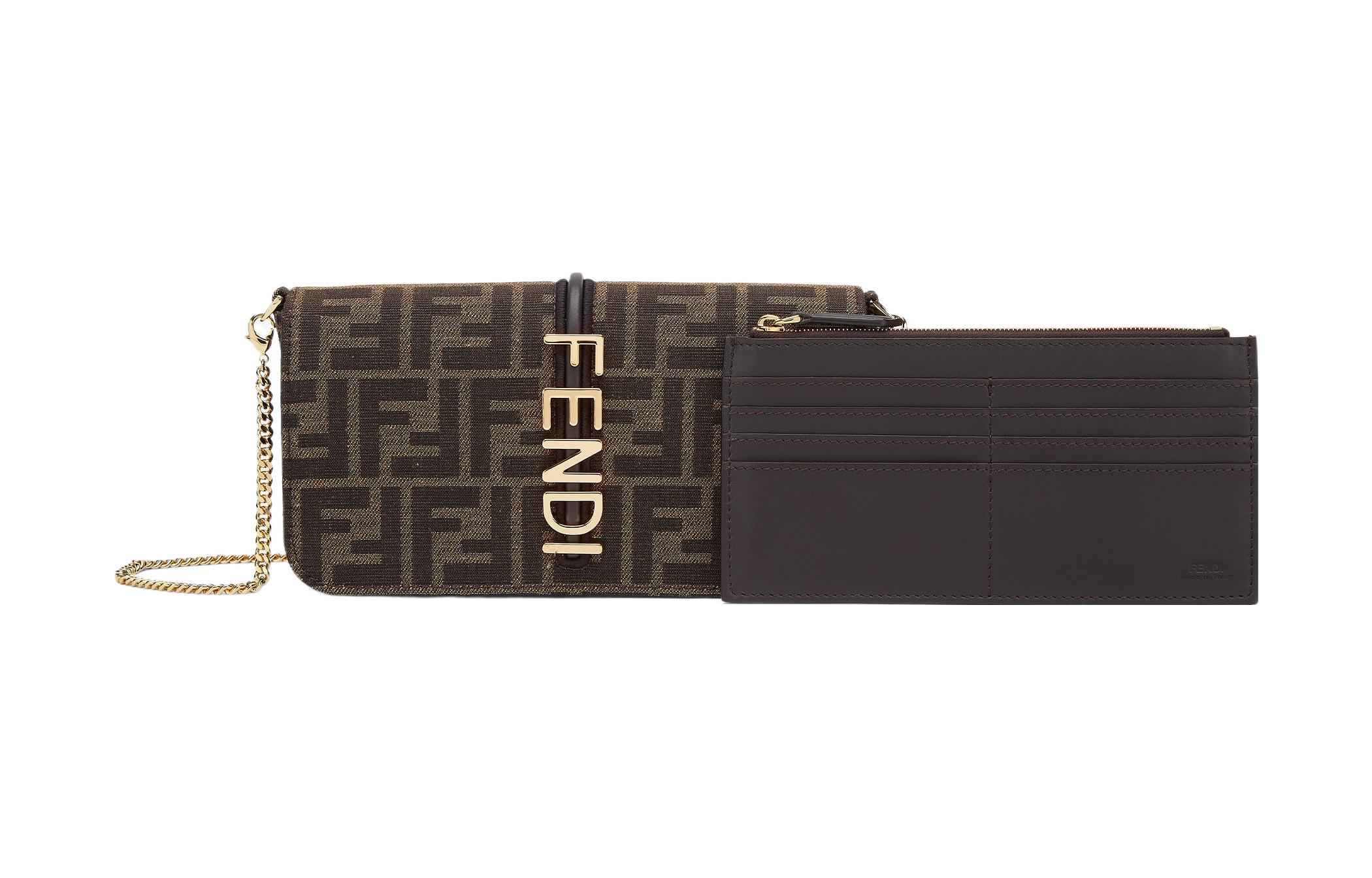 Fendi Кожаный кошелек graphy для женщин, коричневый — фото 2