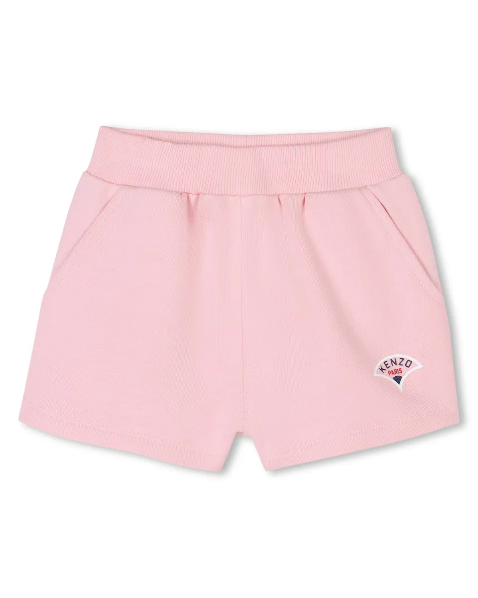 

Хлопковые шорты для девочки с эластичной талией Kenzo Kids, цвет Rosa