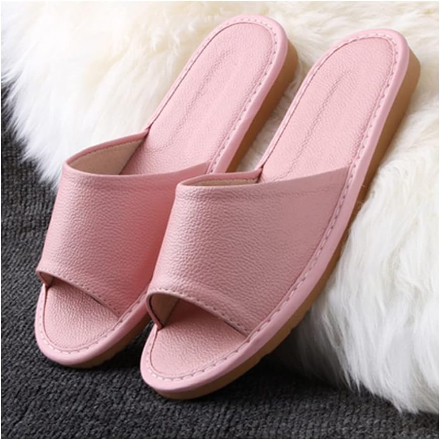 

Шлепанцы с открытым носком GHYUB из натуральной кожи - летние сандалии для мужчин и женщин, для дома и улицы, розовый