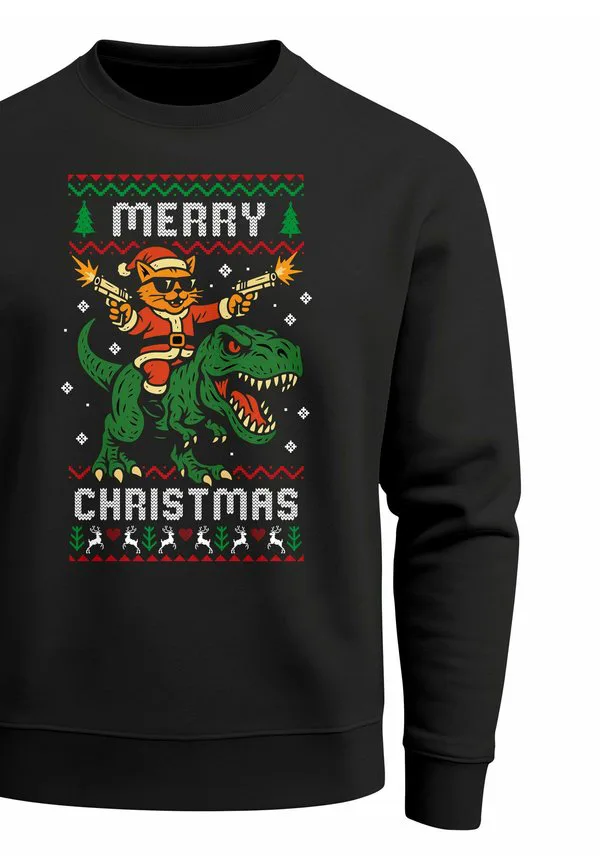 

Толстовка weihnachts динозавров katze frohe weihnachten Moonworks, Merry Christmas Schwarz