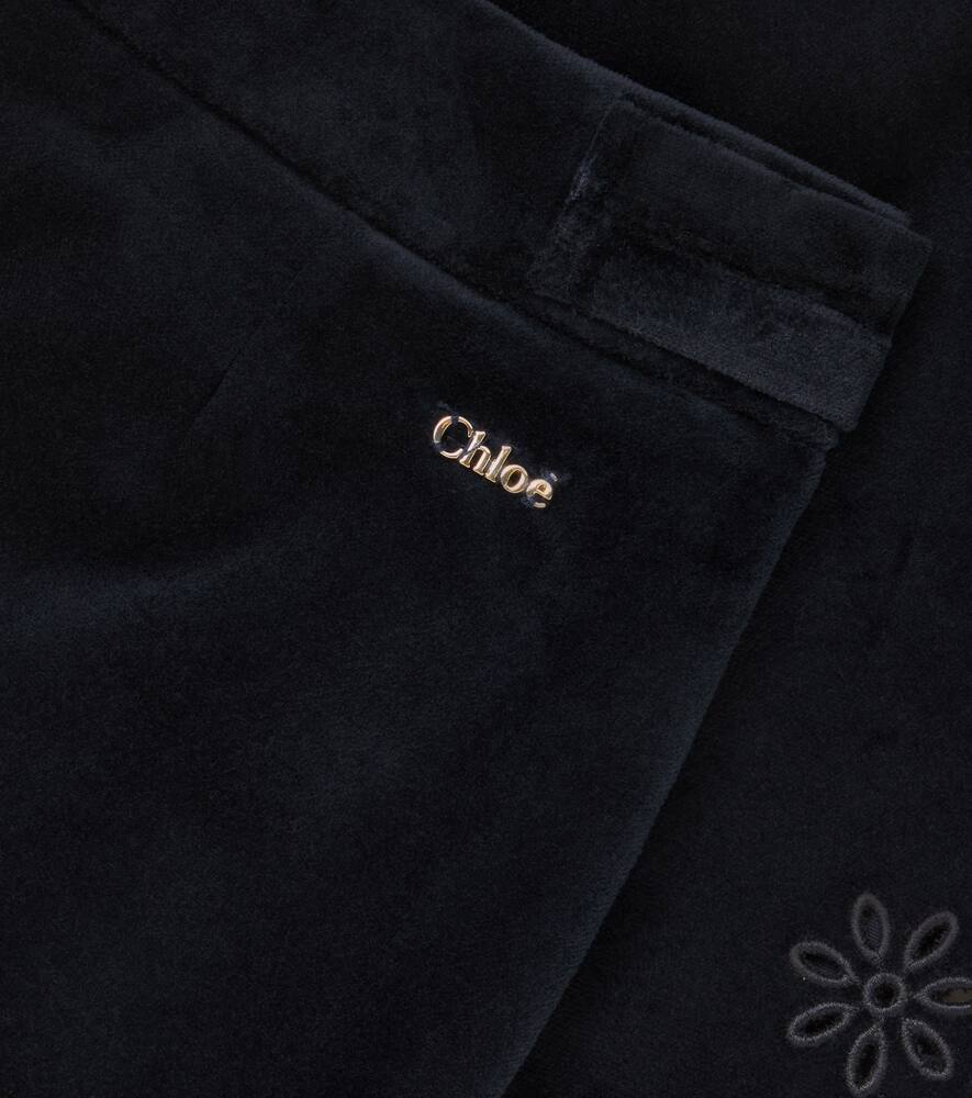 Скруглённая юбка из хлопкового вельвета Chloé Kids, Cadet Blue — фото 2