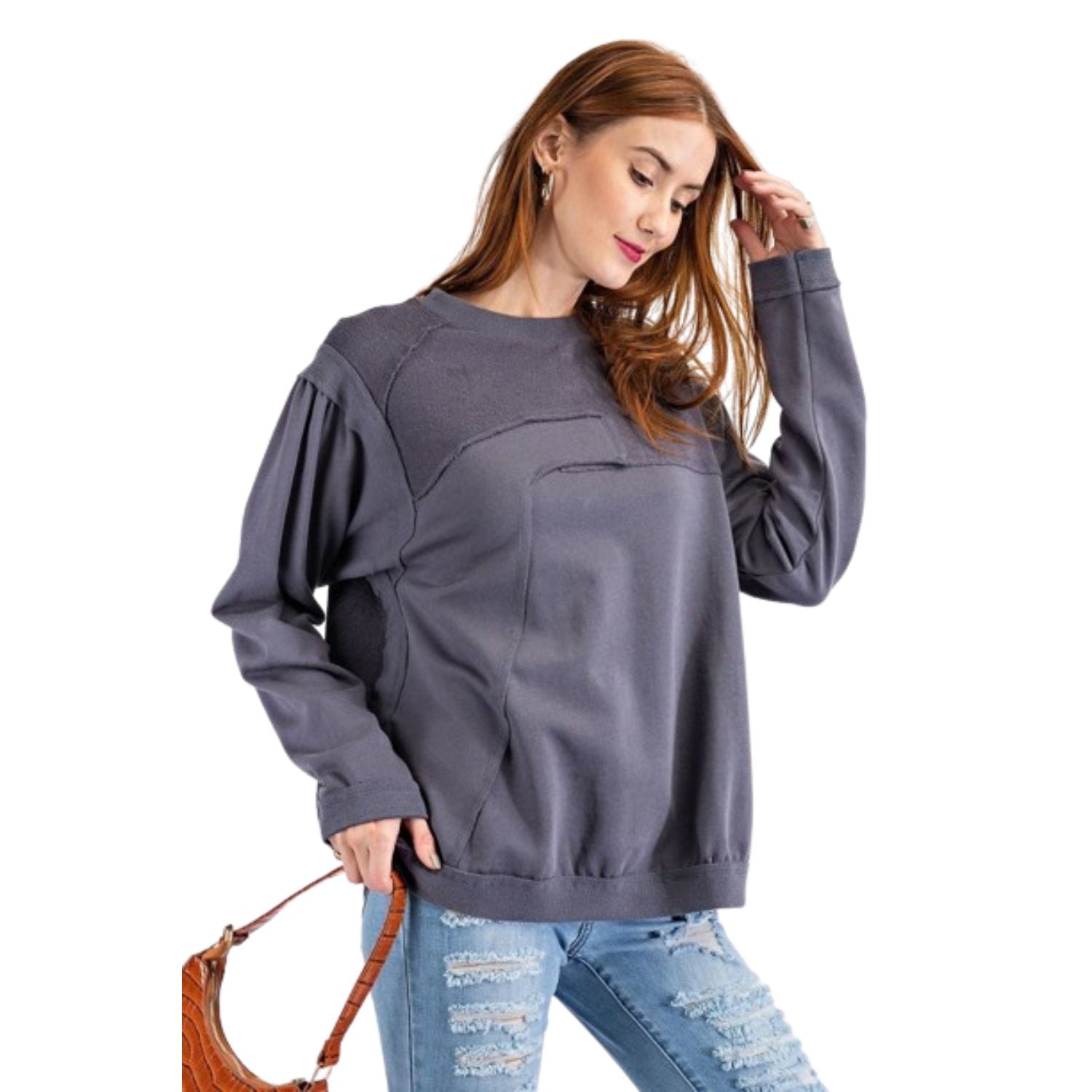 

Трикотажный свободный свитер Terry Knit FASHNZFAB, цвет faded denim