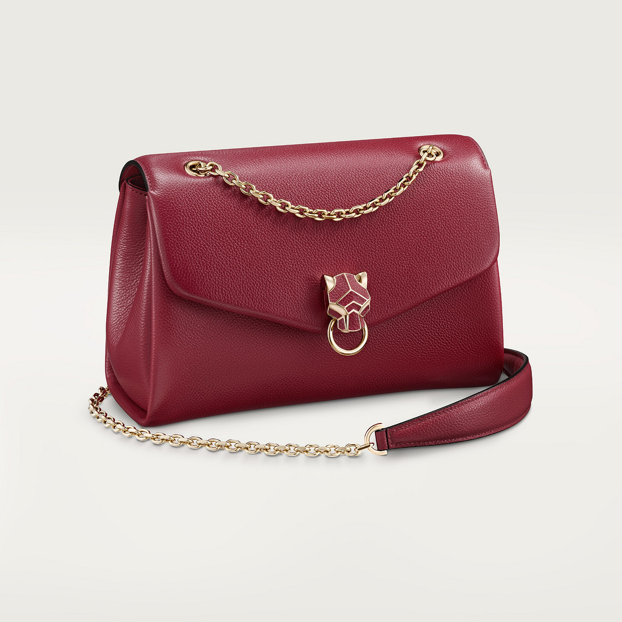 

Женская сумка через плечо Cartier Sac chaine petit modèle, Panthère Graphique de Cartier, телячья кожа бордового цвета