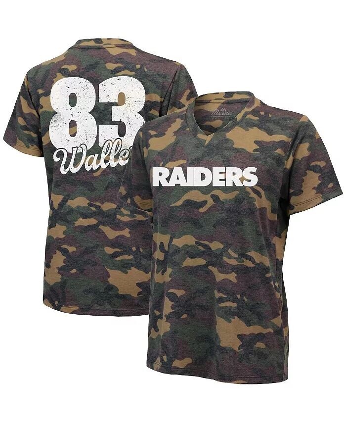 

Женская футболка с v-образным вырезом и именем и номером Darren Waller Camo Las Vegas Raiders Industry Rag