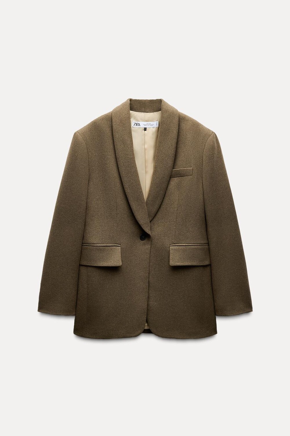 

Пиджак из шерсти ZARA, темный хаки