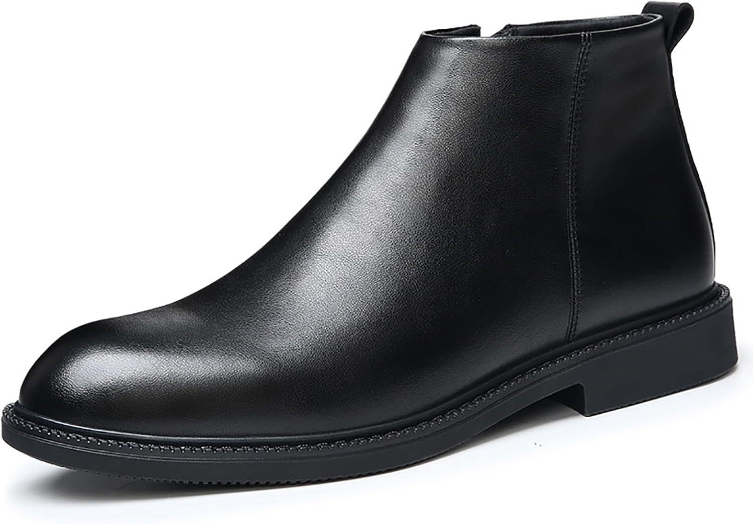 

Мужские настоящие кожаные ботинки Челси на щиколотку с боковой молнией, утепленные мехом, модные с пряжкой, удобные оксфорды, зимние повседневные и деловые классические ботинки Loveheynew, черный