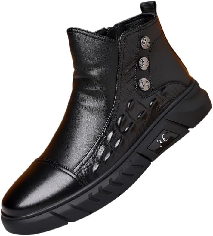 

Высокие повседневные кожаные ботинки Clolinde Black, с круглым носком, водонепроницаемые, противоскользящие, амортизирующие, короткие ботинки