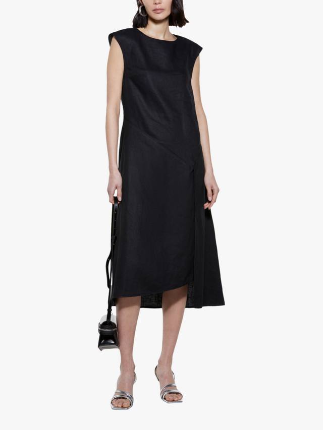 

Асимметричное платье из чистого льна SISLEY, Black