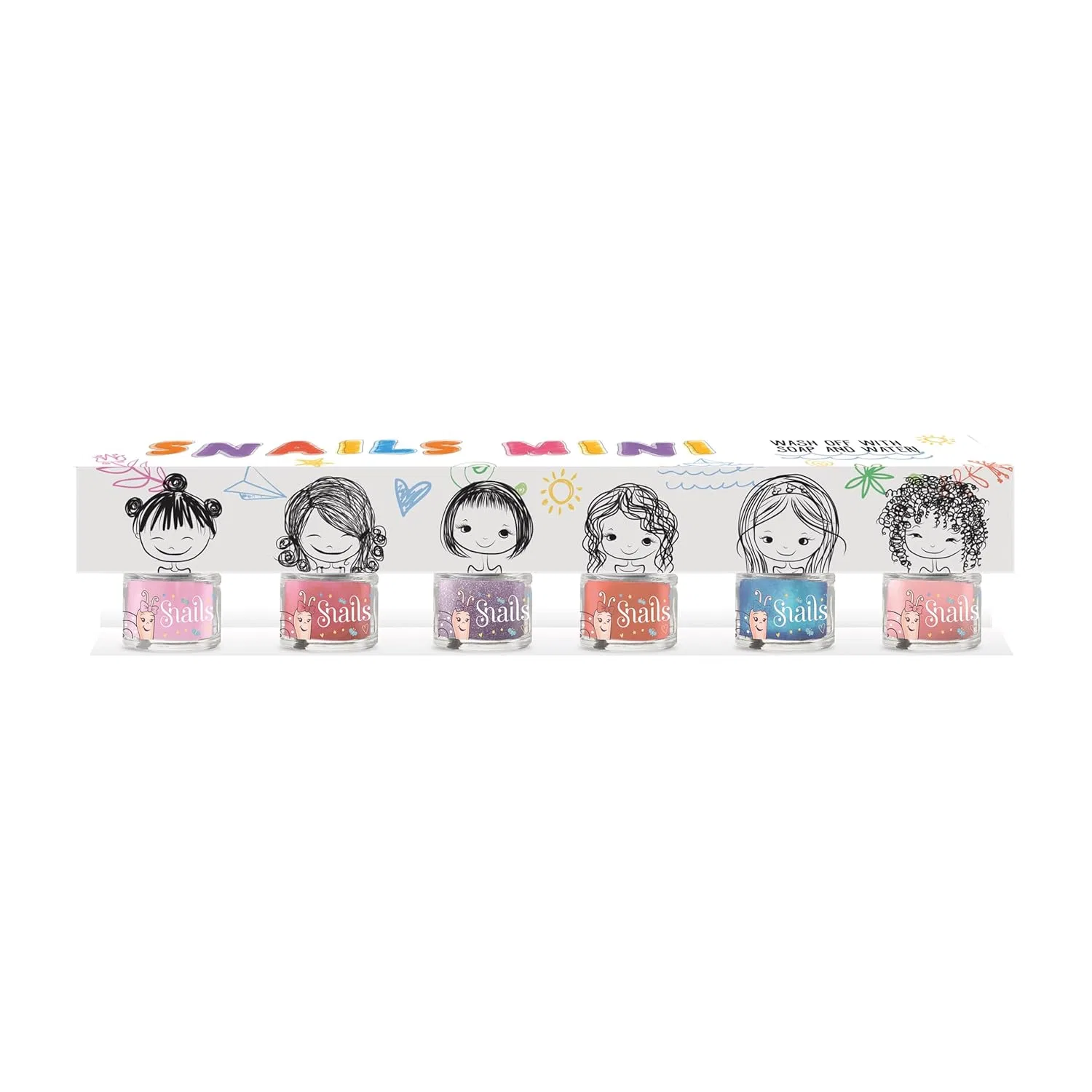 Детский подарочный набор лаков для ногтей Snails Mini (6 x 7 мл) Snails Safe Nails, Raspberry Cake, Tooth Fairy, Fairy Tale, Make A Wish, Cherry Queen, Lollipop