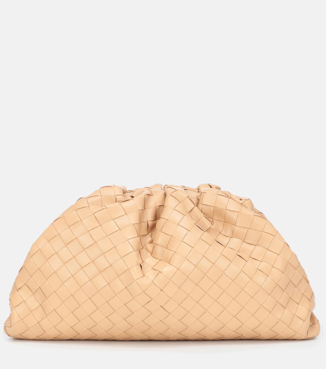 

Клатч из кожи intrecciato Bottega Veneta, бежевый