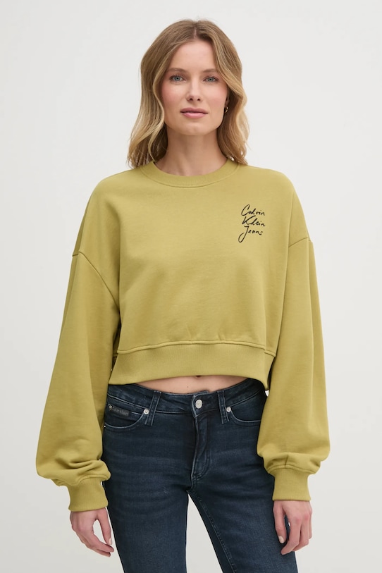 

Хлопковая толстовка Calvin Klein Jeans, зеленый