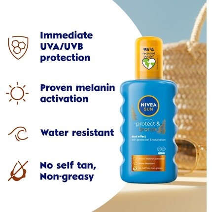 Солнцезащитный спрей для защиты от солнца и бронзы 200 мл Spf30, Nivea — фото 2