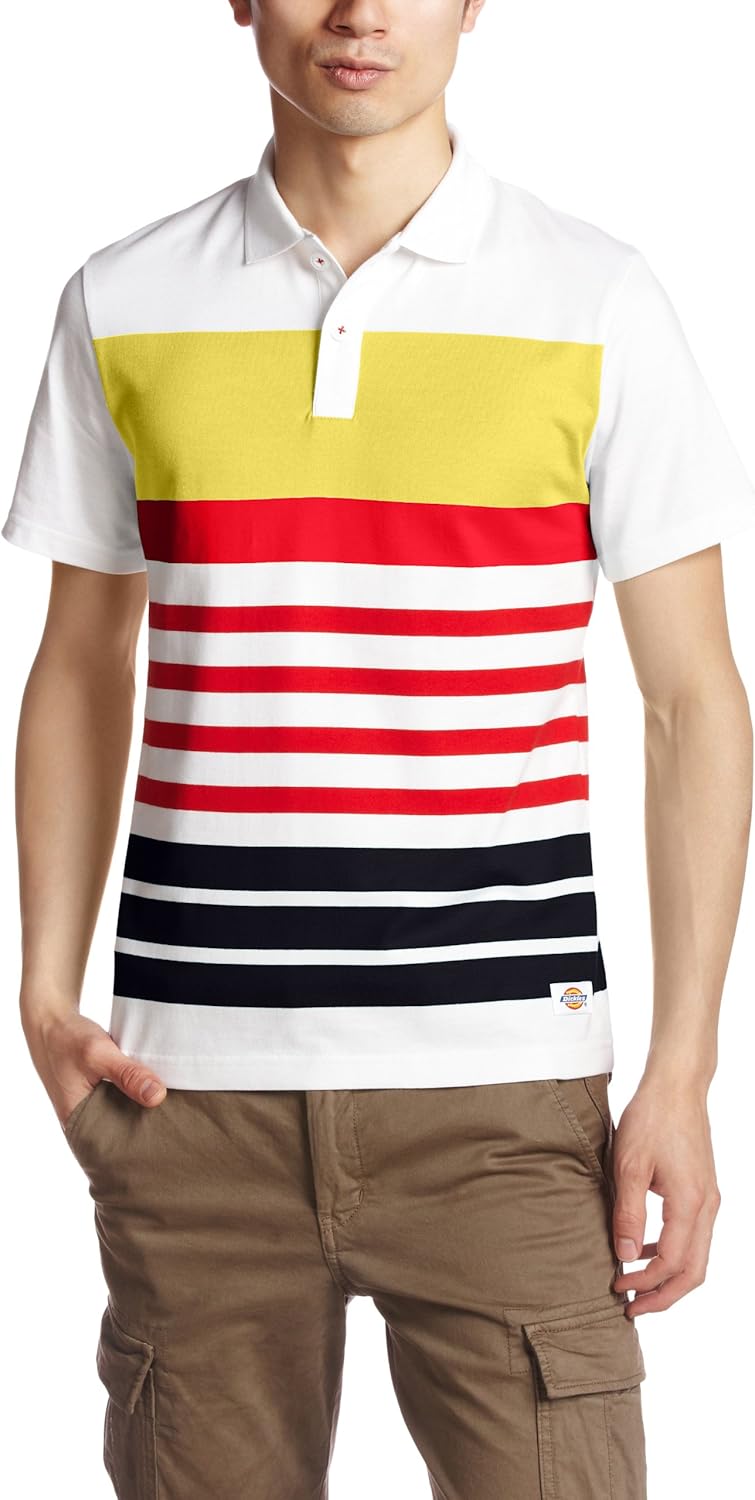 

Полосатая рубашка-поло Dickies с короткими рукавами, белый/желтый