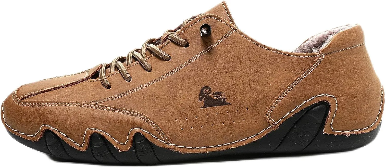 Кожаные босоножки с подкладкой из флиса для женщин и мужчин Nevova, зимние ортопедические слипоны, шнурованные туфли на плоской подошве, ручной работы, прогулочные кроссовки, нескользящие походные ботинки Generic, коричневый