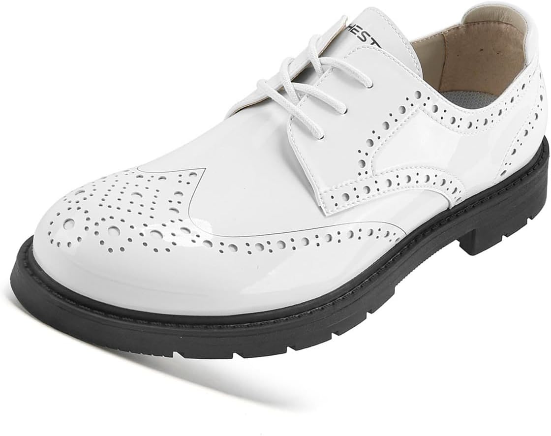 

Мужские гольф-броги с низким верхом, водонепроницаемые, шипованные, для ходьбы, шнурованные, модные и комфортные обувь Omcam, белый