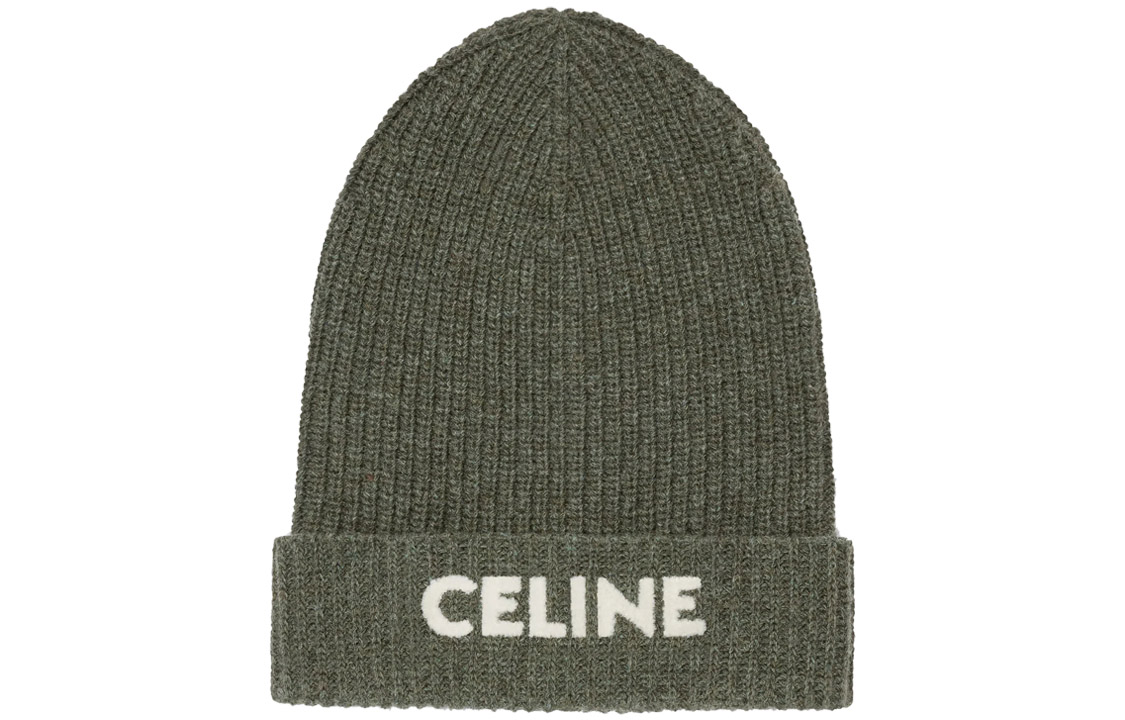 

CELINE Женская шапка бини цвета хаки, Khaki Green