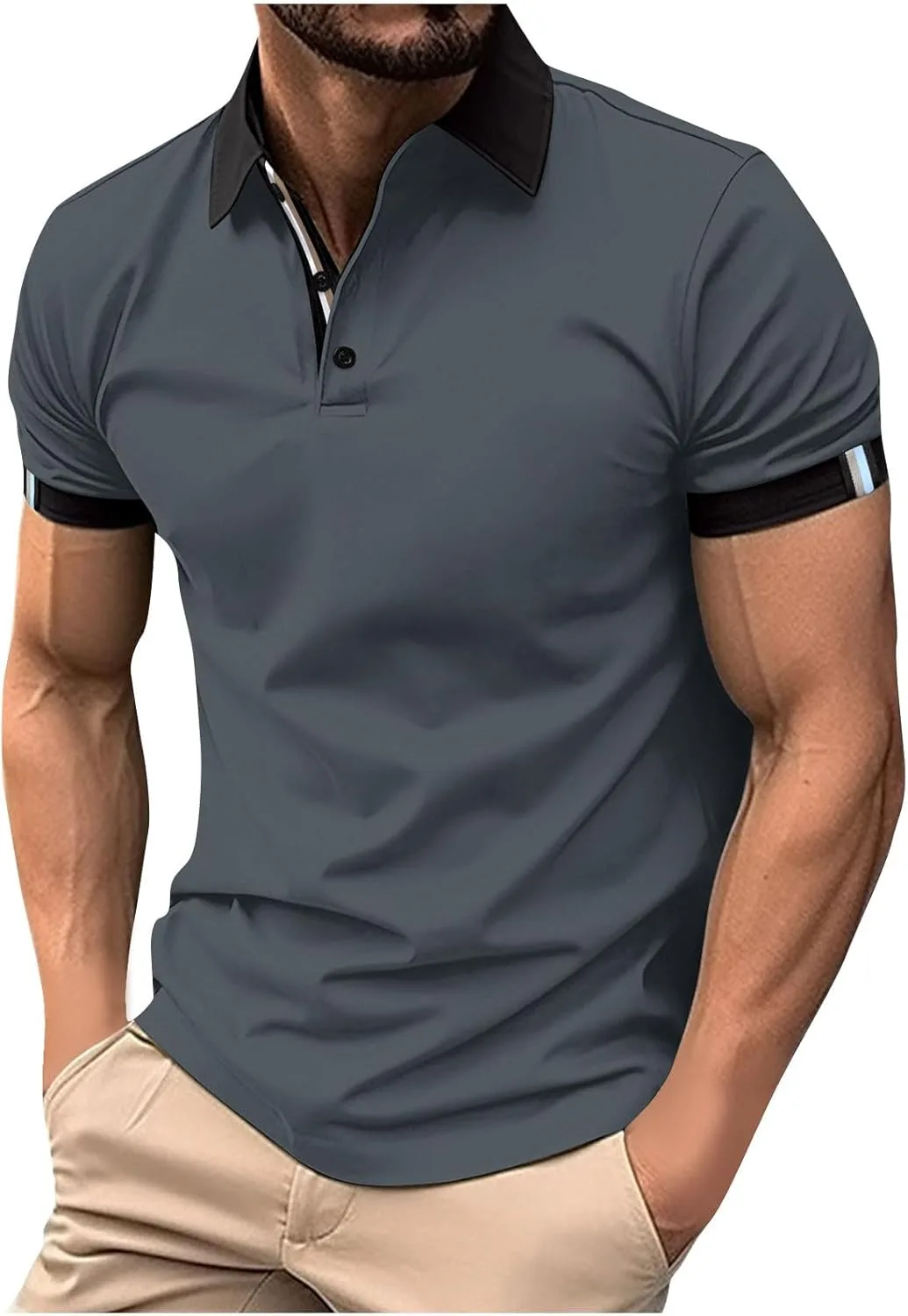 

Футболка мужская Casual Henley с коротким рукавом и градиентным цветом
