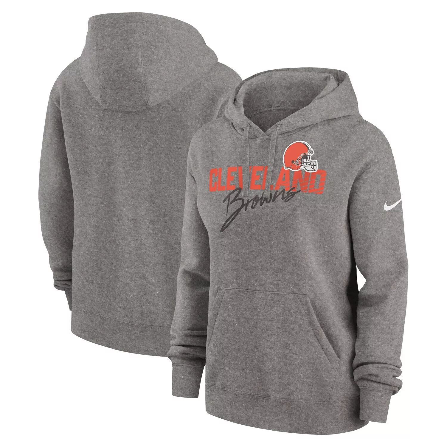 

Женский флисовый пуловер с капюшоном Nike Heather Grey Cleveland Browns Wordmark Club Nike