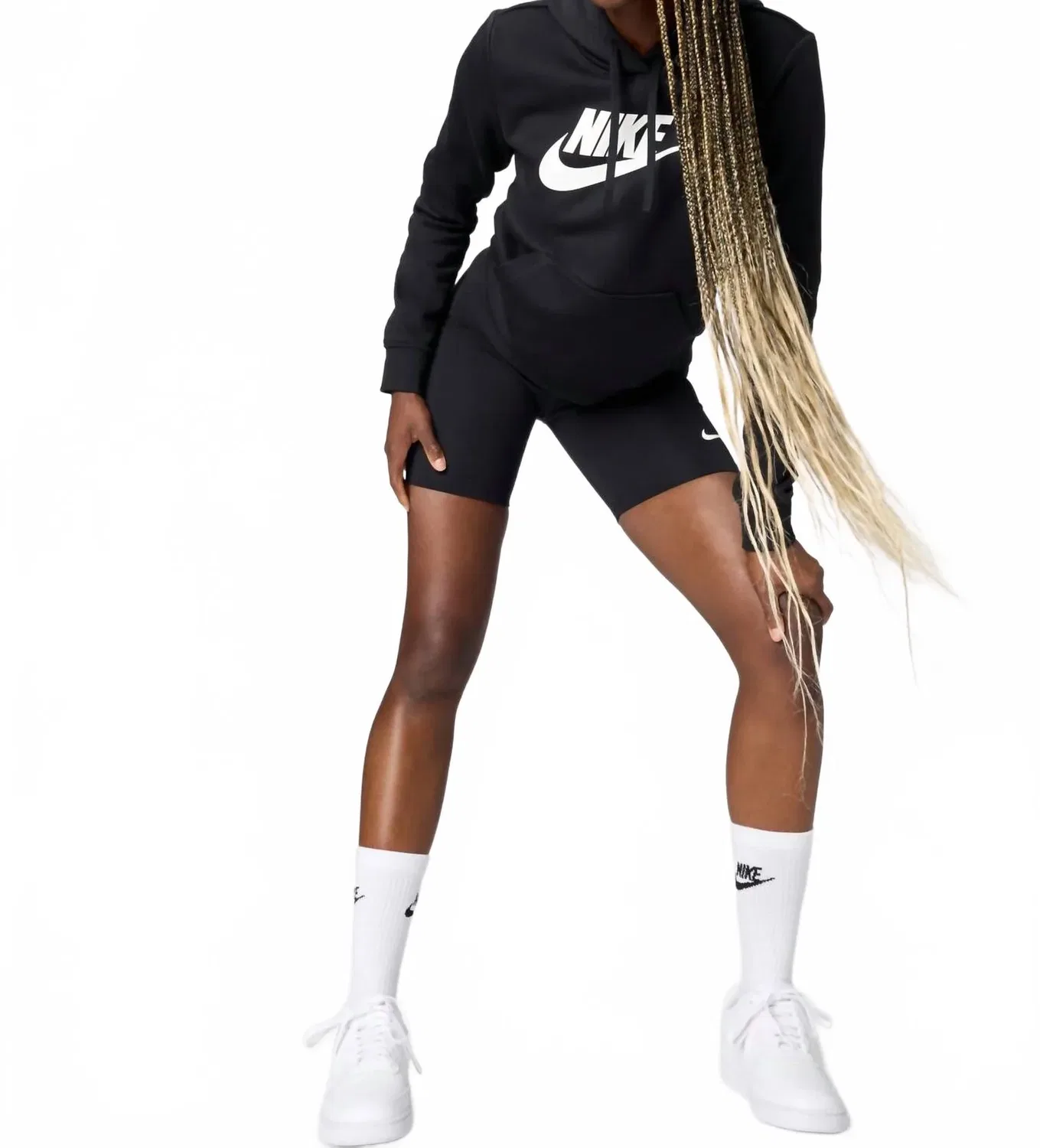 Женская флисовая толстовка с капюшоном и логотипом Sportswear Club, черная Nike, Black — фото 4