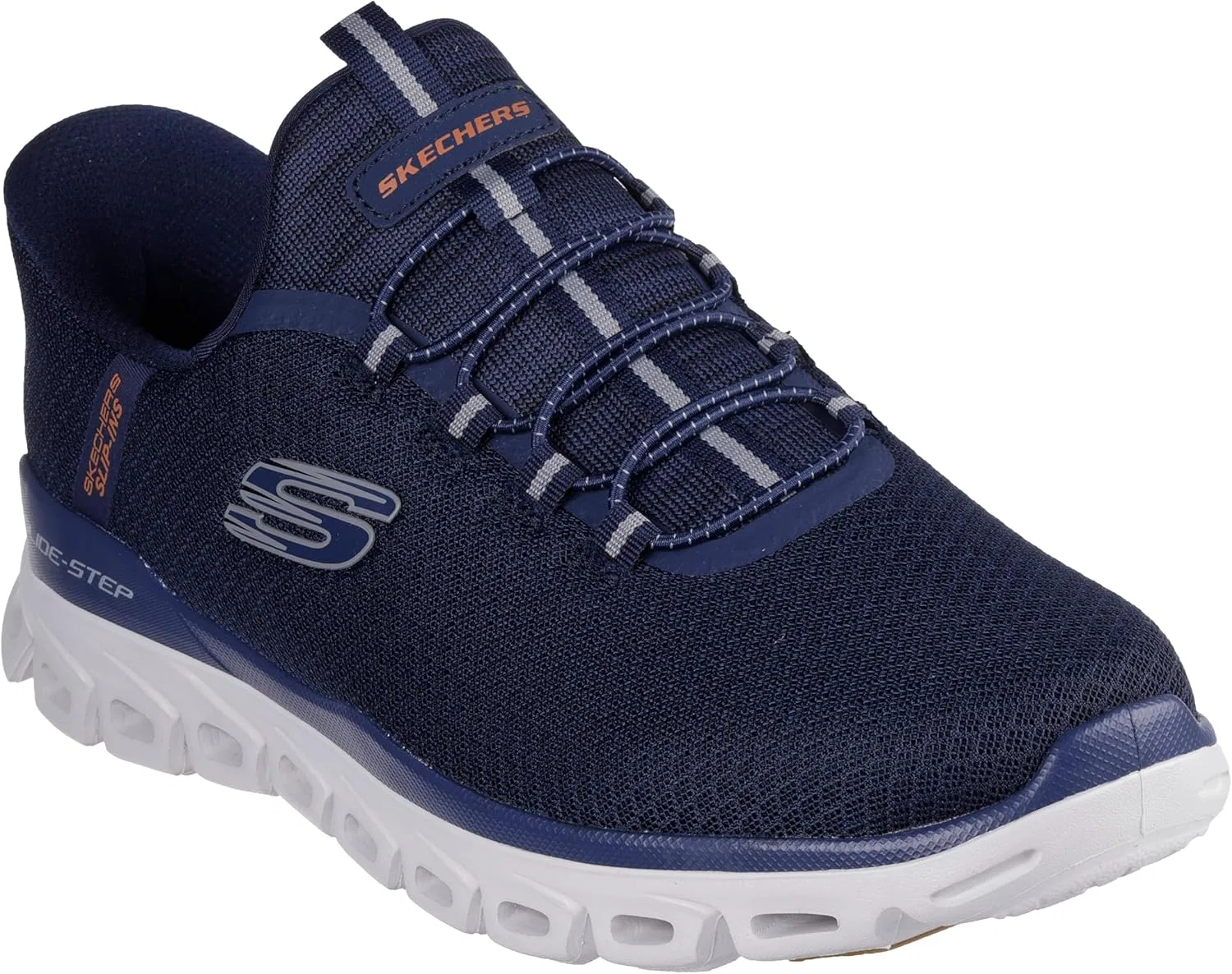 Мужские кроссовки Skechers Glide-Step Noxus Hands Free без шнурков, Navy Mesh Pu — фото 4