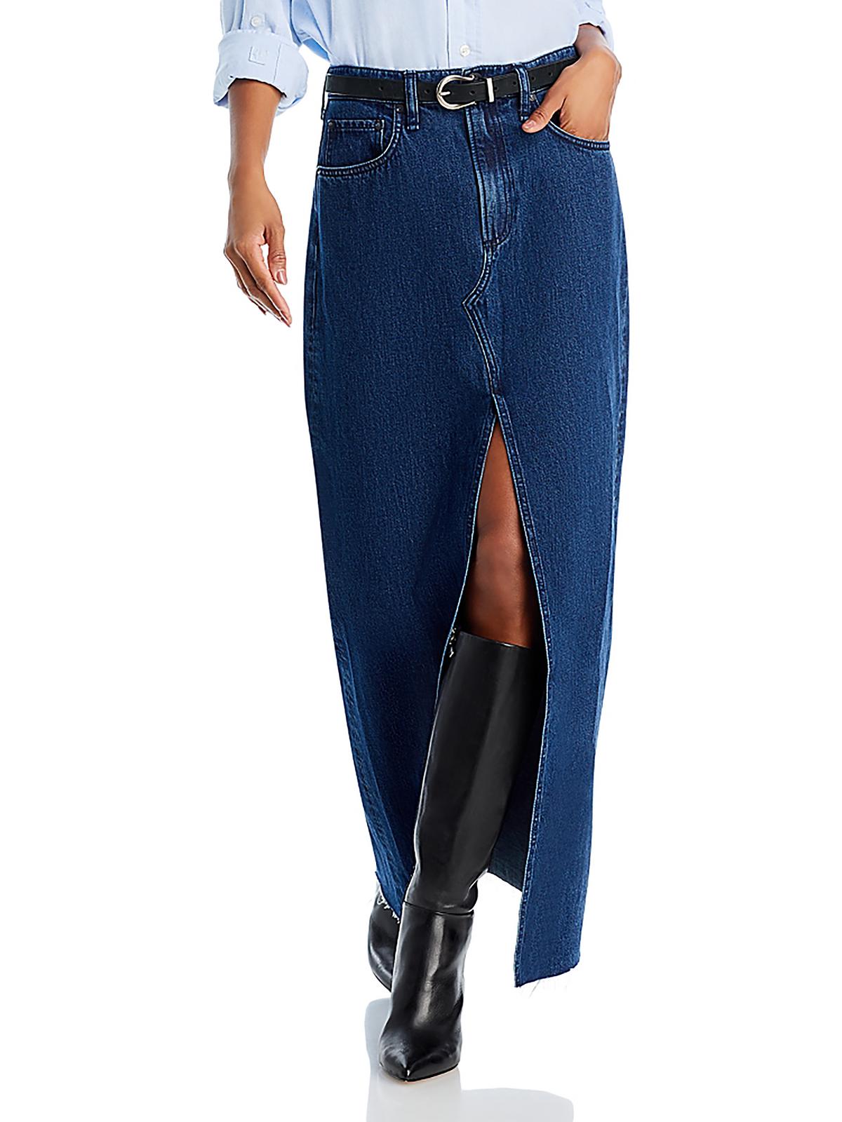 

Длинная джинсовая юбка Avery Womens с разрезом спереди rag & bone, цвет ari