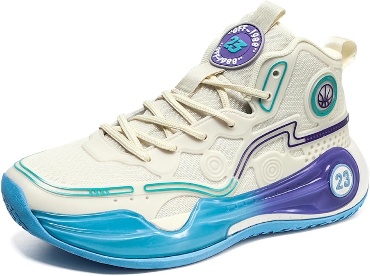 

Мужские флуоресцентные дышащие сетчатые баскетбольные кроссовки на шнуровке, модные высокие нескользящие кеды для тенниса, бега трусцой, ходьбы Boaobaihuo, бежевый